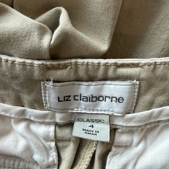 Liz Claiborne Tan Vintage Chino Bermuda Shorts 10" Inseam Size 4 - Picture 3 of 4